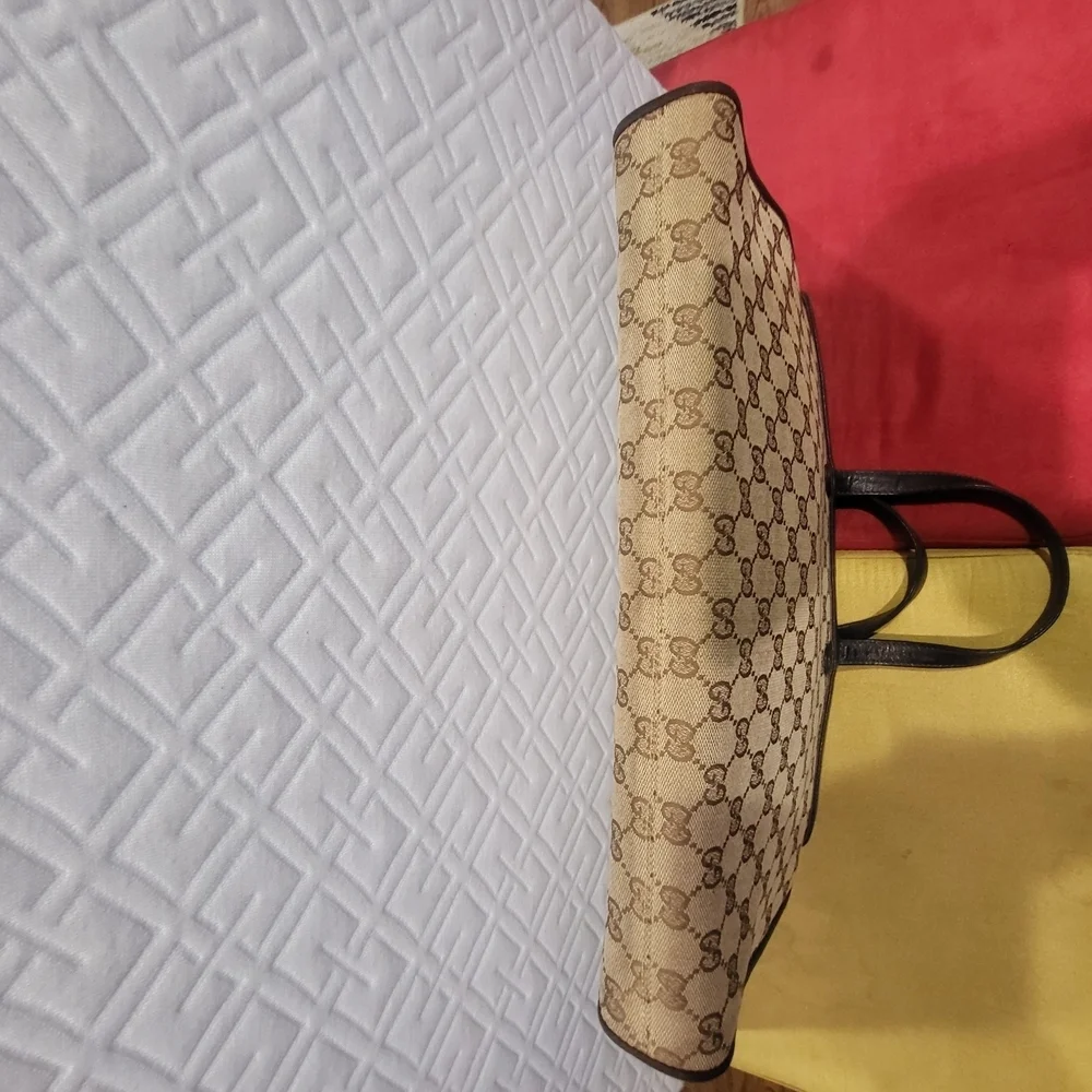 Gucci GG Canvas and Leather Weekender Handbag Vintage..